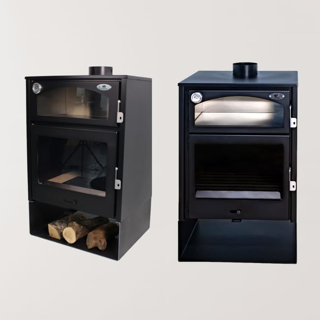 Estufa de Leña con Horno + Convertidor a pellets